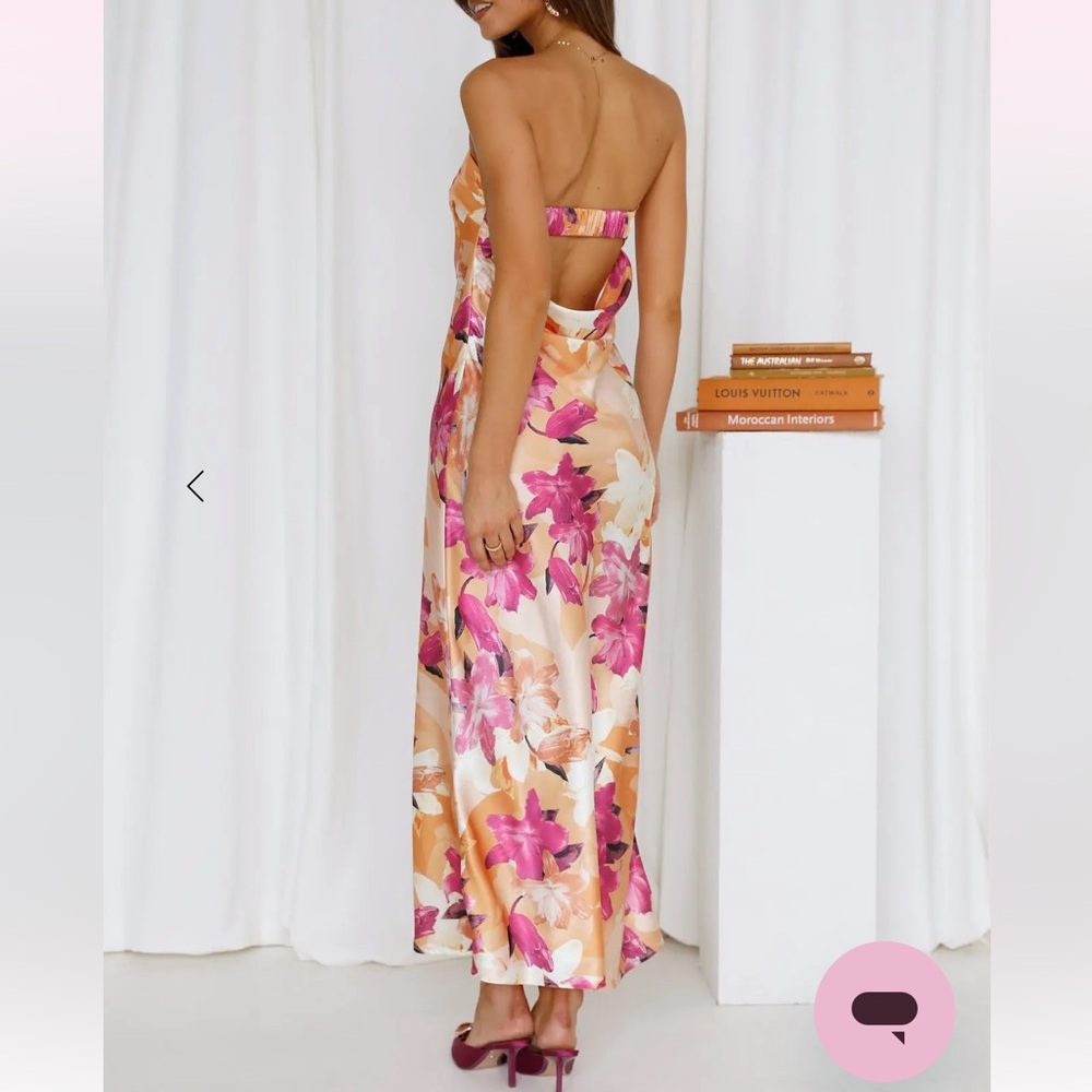 Orange Floral Silky Dress